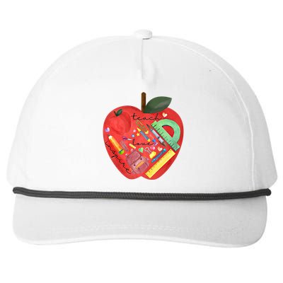 Teach Love Inspire Watercolor Teachers' Day Lettering Funny Gift Snapback Five-Panel Rope Hat