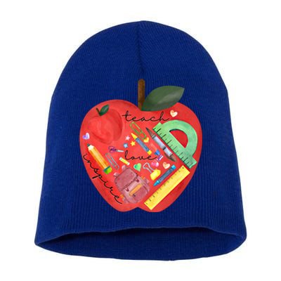 Teach Love Inspire Watercolor Teachers' Day Lettering Funny Gift Short Acrylic Beanie