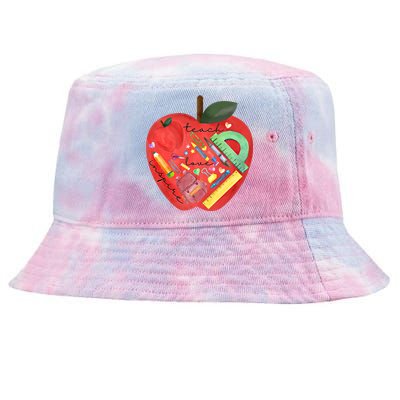 Teach Love Inspire Watercolor Teachers' Day Lettering Funny Gift Tie-Dyed Bucket Hat