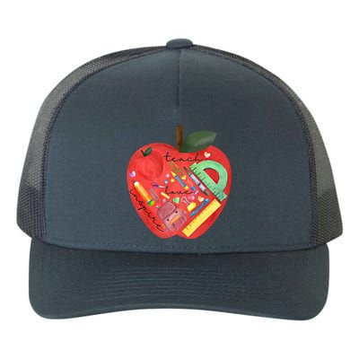 Teach Love Inspire Watercolor Teachers' Day Lettering Funny Gift Yupoong Adult 5-Panel Trucker Hat