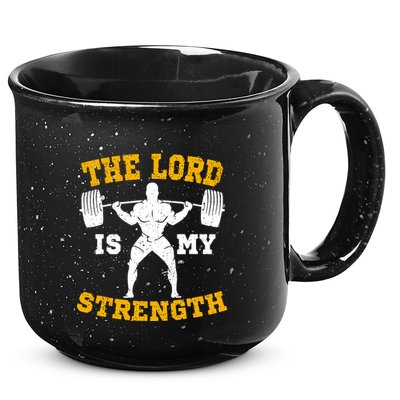 The Lord Is My Strengths Christian Gym Jesus Workout 15oz Campfire Ceramic Mug
