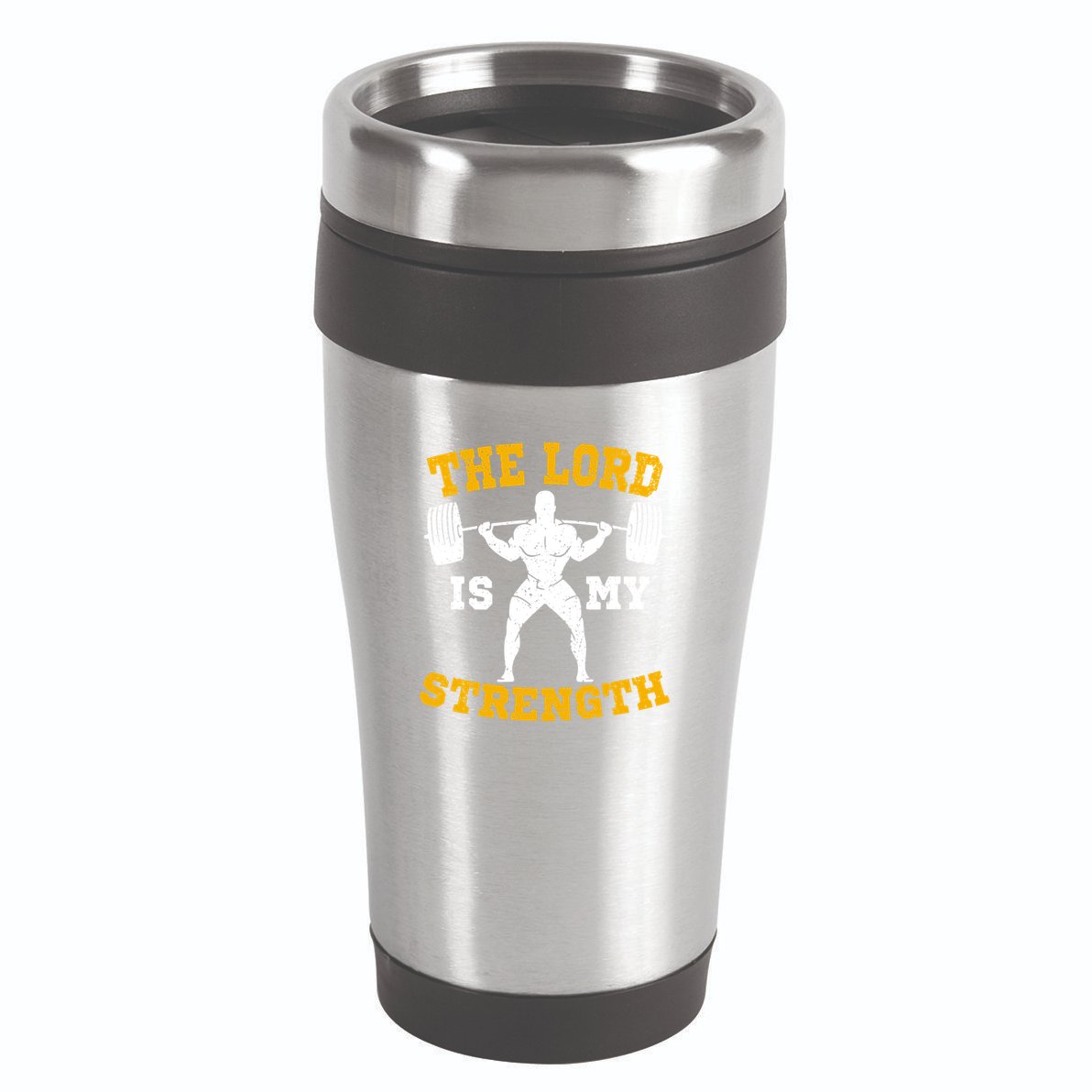 The Lord Is My Strengths Christian Gym Jesus Workout 16oz Travel Tumbler