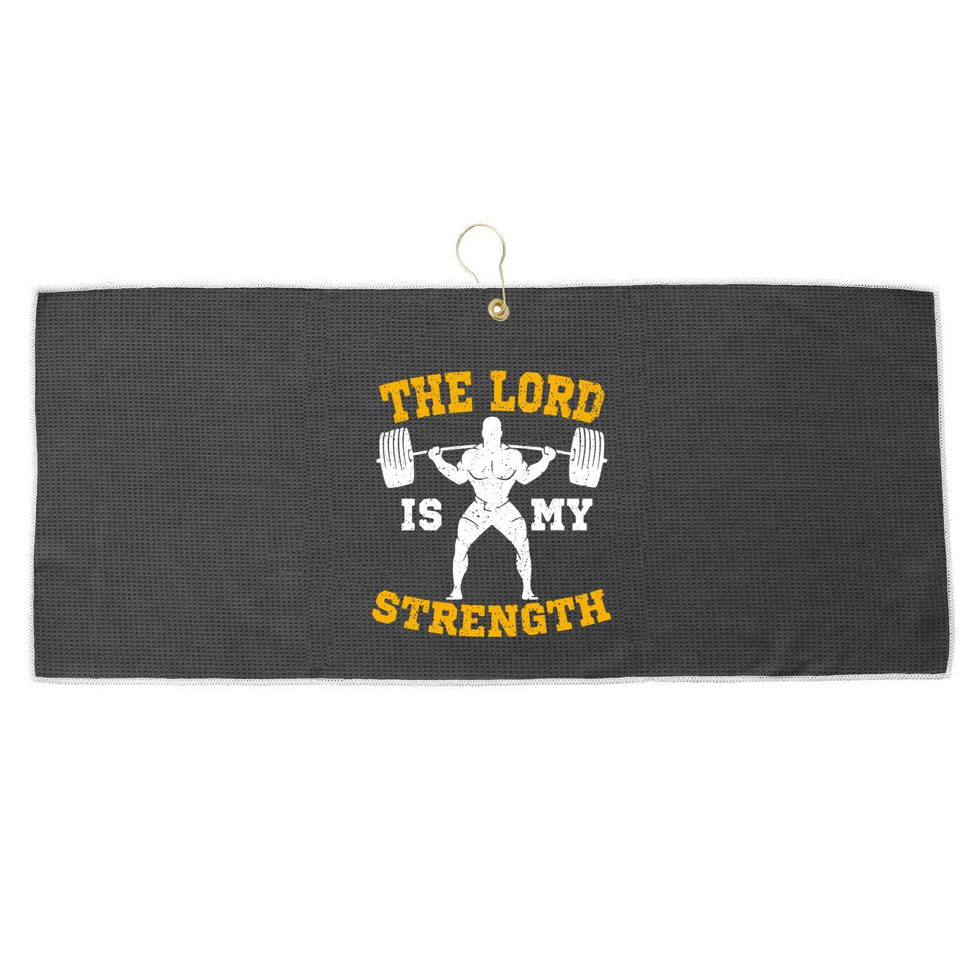 The Lord Is My Strengths Christian Gym Jesus Workout Large Microfiber Waffle Golf Towel