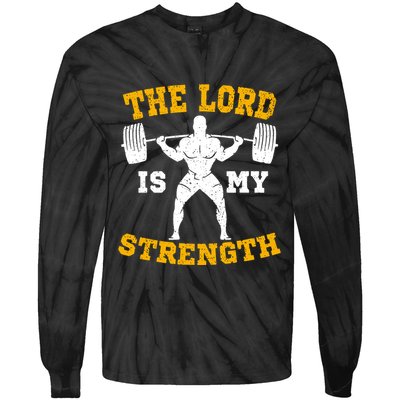 The Lord Is My Strengths Christian Gym Jesus Workout Tie-Dye Long Sleeve Shirt