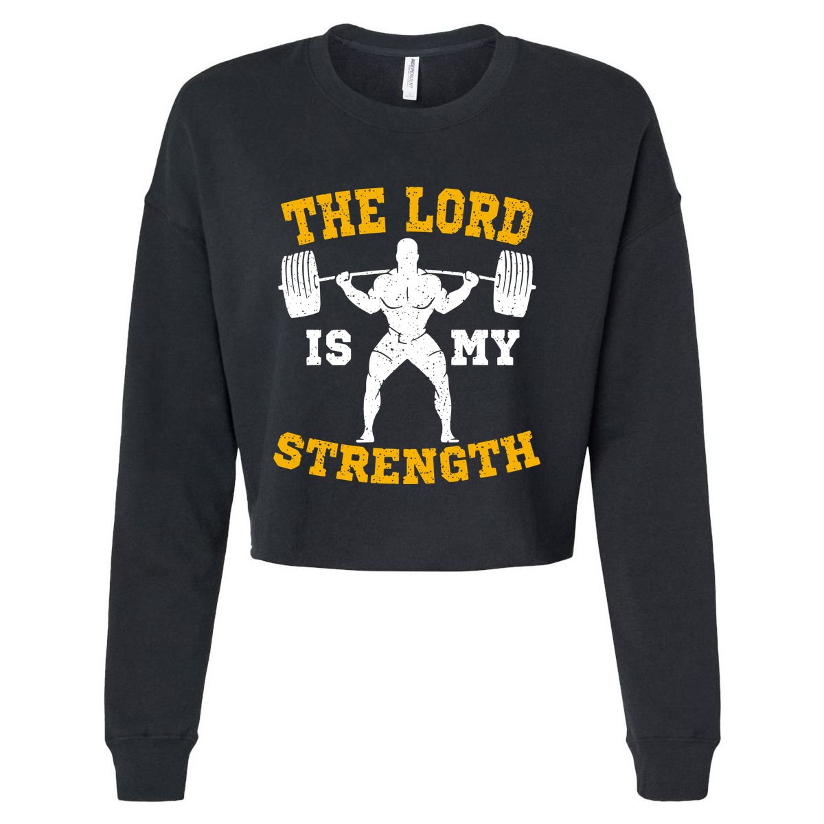 The Lord Is My Strengths Christian Gym Jesus Workout Cropped Pullover Crew