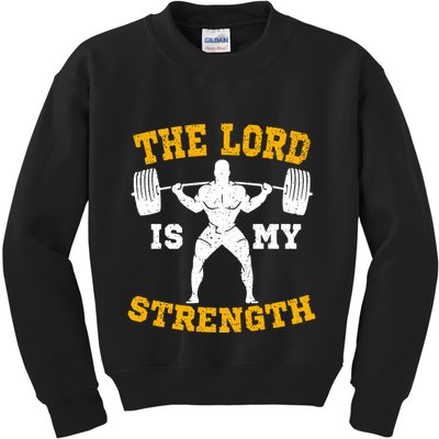 The Lord Is My Strengths Christian Gym Jesus Workout Kids Sweatshirt