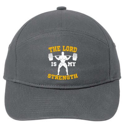The Lord Is My Strengths Christian Gym Jesus Workout 7-Panel Snapback Hat