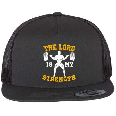 The Lord Is My Strengths Christian Gym Jesus Workout Flatbill Hat