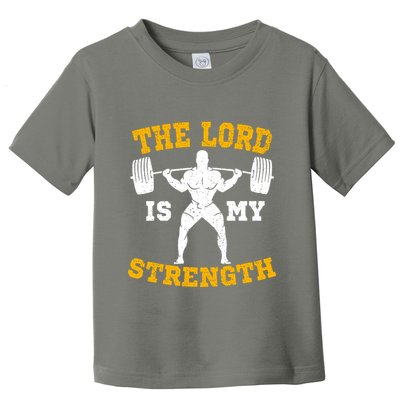 The Lord Is My Strengths Christian Gym Jesus Workout Toddler T-Shirt