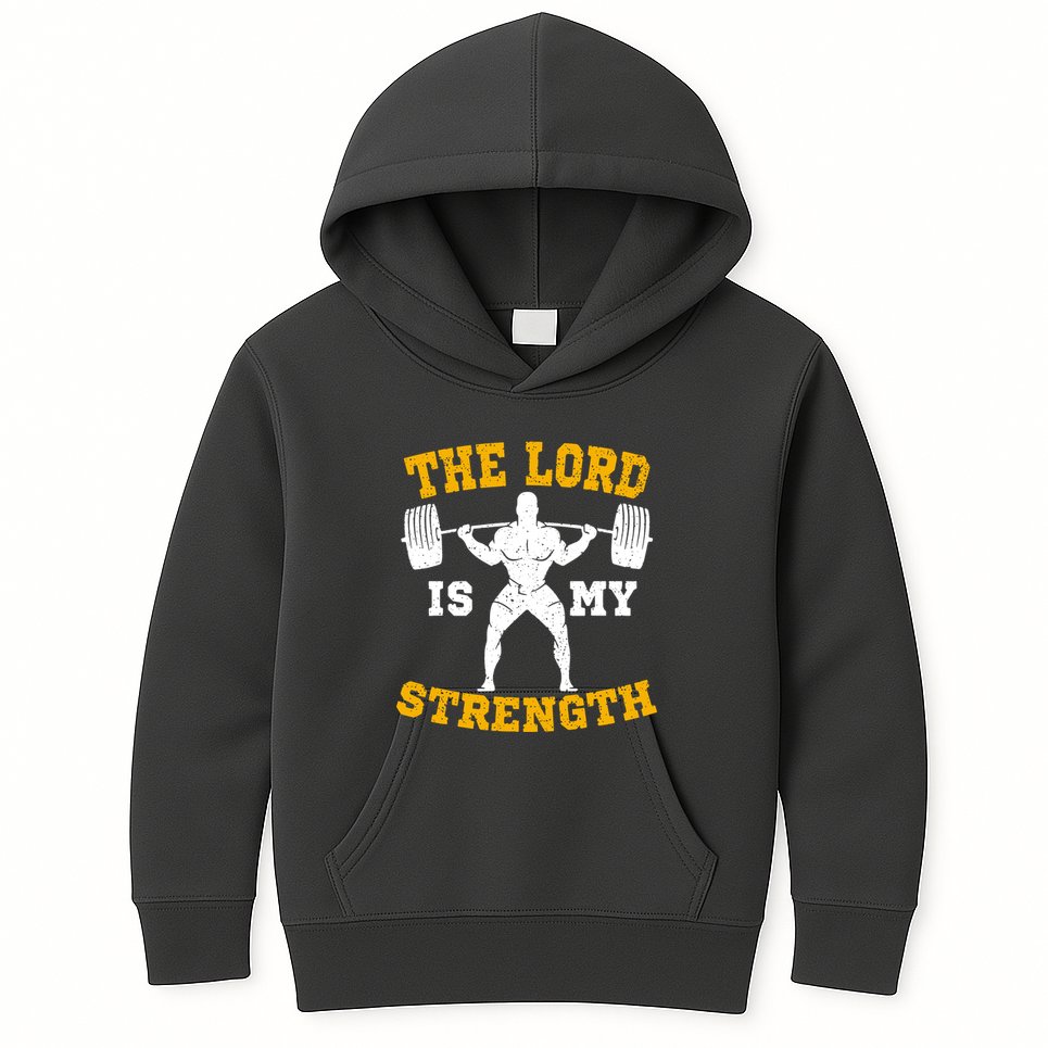 The Lord Is My Strengths Christian Gym Jesus Workout Kids Hoodie