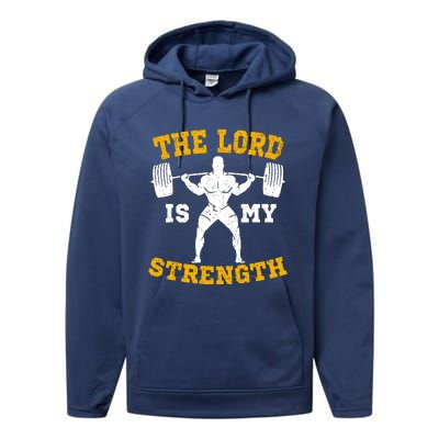 The Lord Is My Strengths Christian Gym Jesus Workout Performance Fleece Hoodie