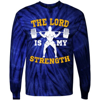 The Lord Is My Strengths Christian Gym Jesus Workout Tie-Dye Long Sleeve Shirt