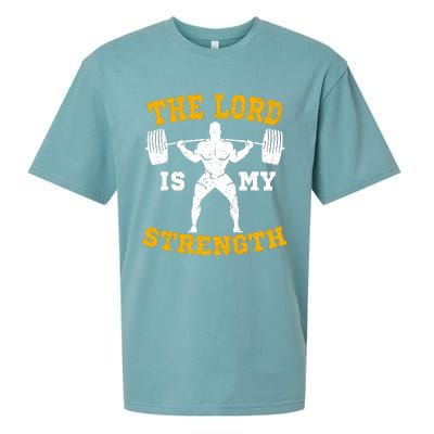 The Lord Is My Strengths Christian Gym Jesus Workout Sueded Cloud Jersey T-Shirt