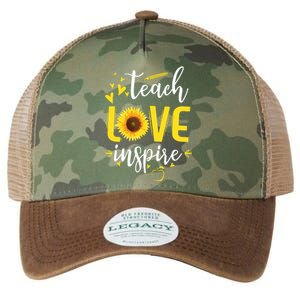 Teach Love Inspire Cute Sunflower Teacher Appreciation Gift Legacy Tie Dye Trucker Hat