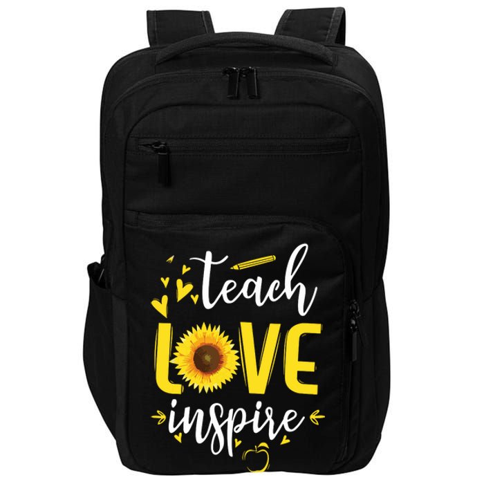 Teach Love Inspire Cute Sunflower Teacher Appreciation Gift Impact Tech Backpack