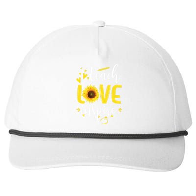 Teach Love Inspire Cute Sunflower Teacher Appreciation Gift Snapback Five-Panel Rope Hat