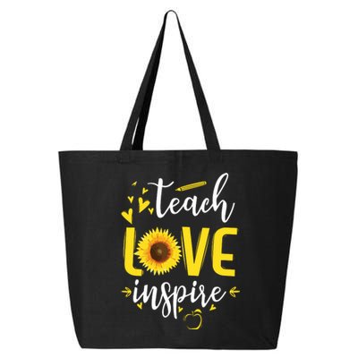 Teach Love Inspire Cute Sunflower Teacher Appreciation Gift 25L Jumbo Tote