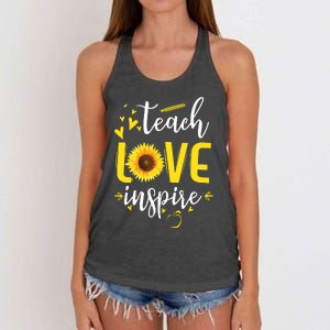 Teach Love Inspire Cute Sunflower Teacher Appreciation Gift Women's Knotted Racerback Tank