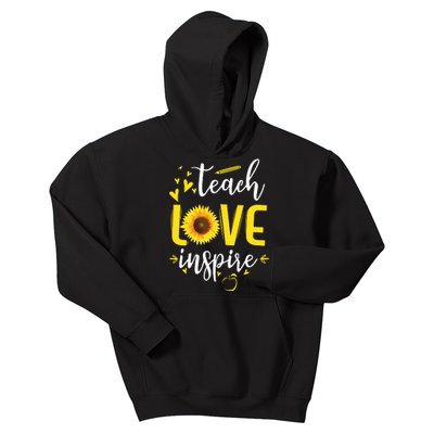 Teach Love Inspire Cute Sunflower Teacher Appreciation Gift Kids Hoodie