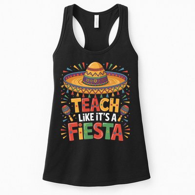 Teach Like Its A Fiesta Teachers Sombrero Cinco De Mayo Womens Tank Top