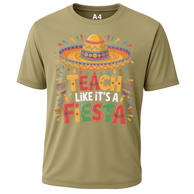 Teach Like Its A Fiesta Teachers Sombrero Cinco De Mayo Cooling Performance Crew T-Shirt