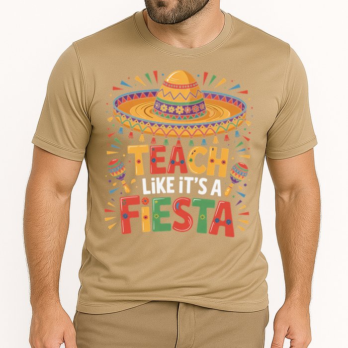 Teach Like Its A Fiesta Teachers Sombrero Cinco De Mayo Cooling Performance Crew T-Shirt