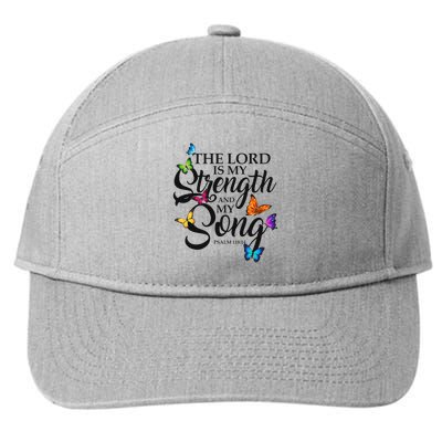 The Lord Is My Power And My Song Butterfly Art 7-Panel Snapback Hat
