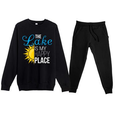 The Lake Is My Happy Place Wife Friend Grandma Dad Mom Gift Premium Crewneck Sweatsuit Set