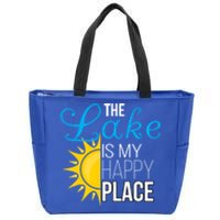 The Lake Is My Happy Place Wife Friend Grandma Dad Mom Gift Zip Tote Bag