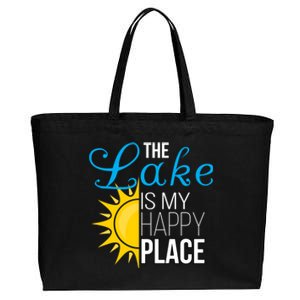 The Lake Is My Happy Place Wife Friend Grandma Dad Mom Gift Cotton Canvas Jumbo Tote