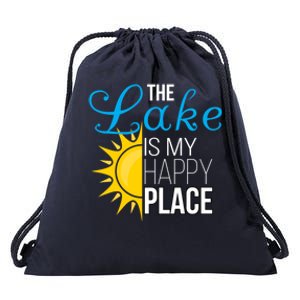 The Lake Is My Happy Place Wife Friend Grandma Dad Mom Gift Drawstring Bag