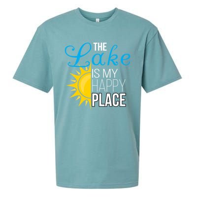 The Lake Is My Happy Place Wife Friend Grandma Dad Mom Gift Sueded Cloud Jersey T-Shirt