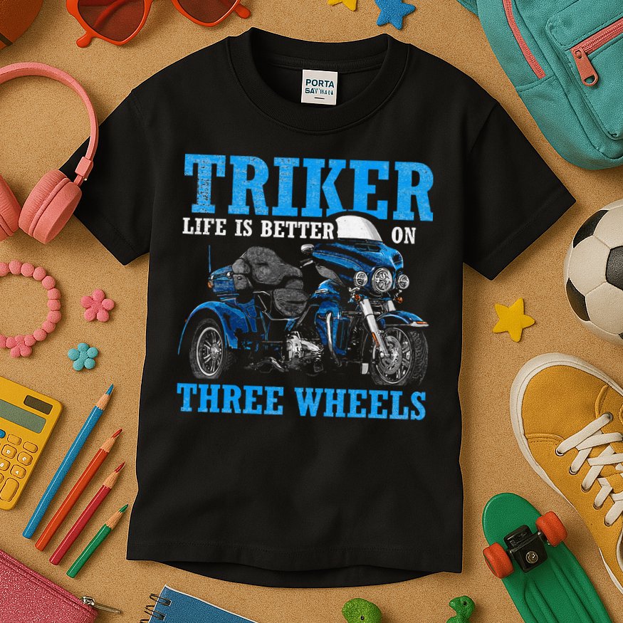 Triker Life Is Better On Three Wheels Motorcycle Trike Kids T-Shirt