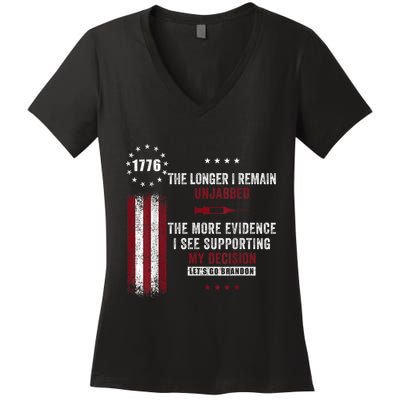 The Longer I Remain Unjabbed Funny Sarcastic Antivax Women's V-Neck T-Shirt