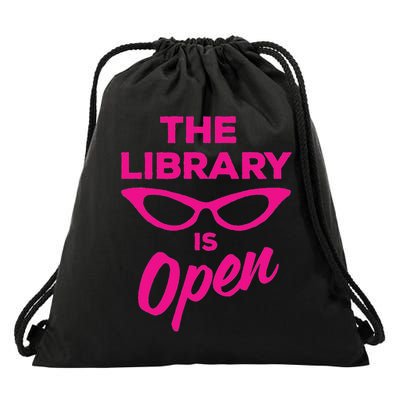 The Library Is Open Drag Queen Drawstring Bag