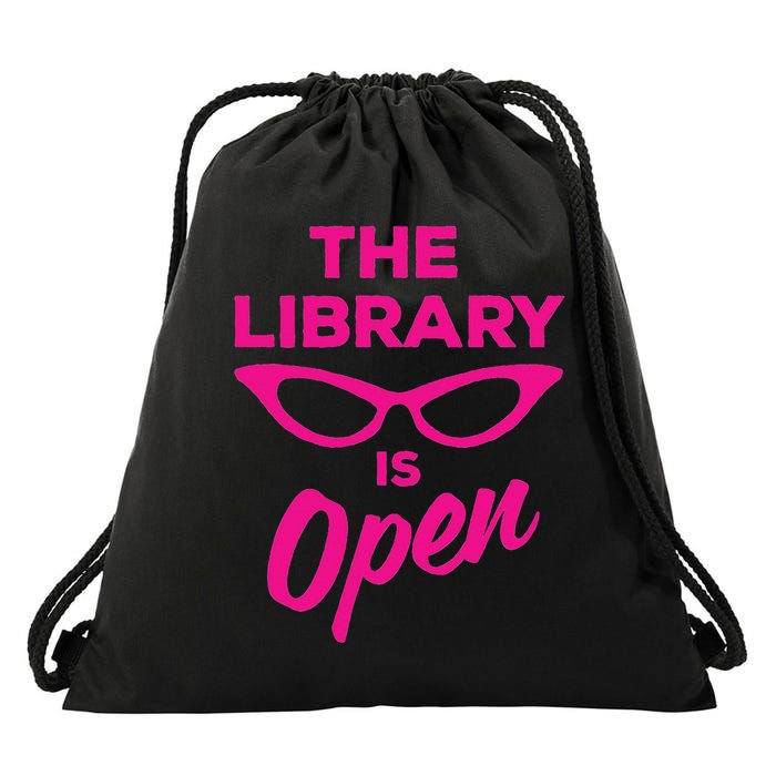 The Library Is Open Drag Queen Drawstring Bag
