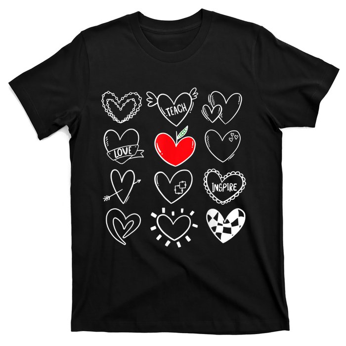 Teach Love Inspire Hearts Valentines Day Shirts For Teachers T-Shirt