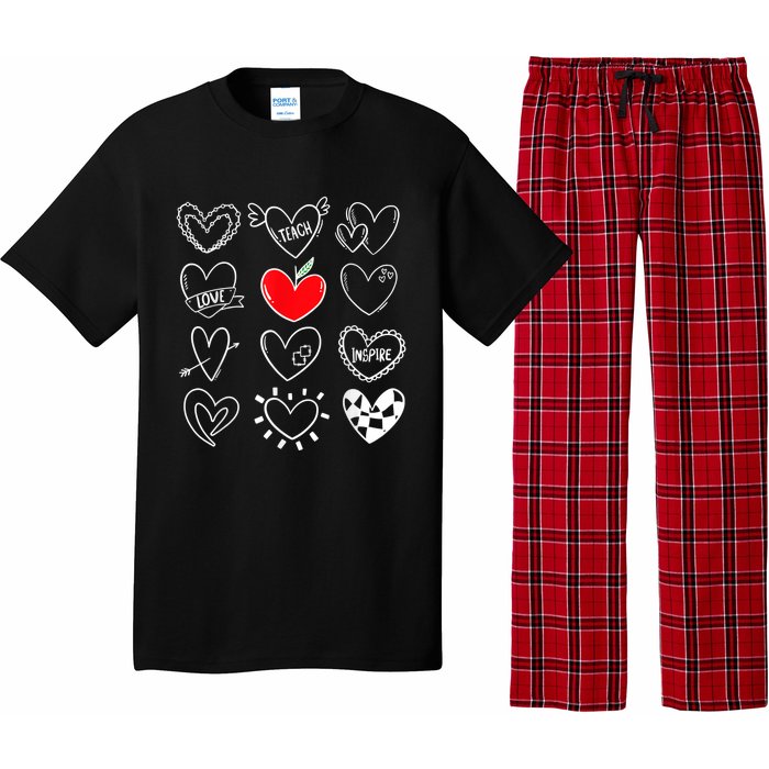 Teach Love Inspire Hearts Valentines Day Shirts For Teachers Pajama Set