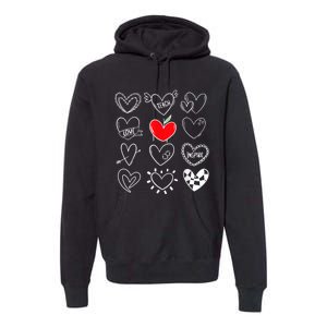 Teach Love Inspire Hearts Valentines Day Shirts For Teachers Premium Hoodie