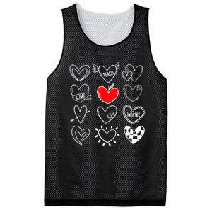 Teach Love Inspire Hearts Valentines Day Shirts For Teachers Mesh Reversible Basketball Jersey Tank