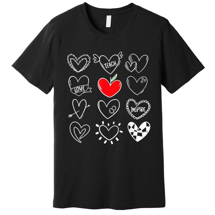 Teach Love Inspire Hearts Valentines Day Shirts For Teachers Premium T-Shirt