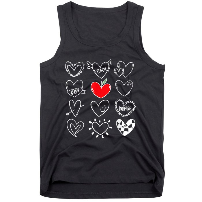 Teach Love Inspire Hearts Valentines Day Shirts For Teachers Tank Top