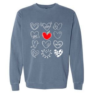 Teach Love Inspire Hearts Valentines Day Shirts For Teachers Garment-Dyed Sweatshirt