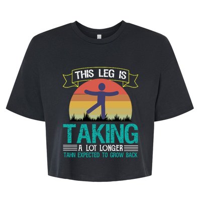 This Leg Is Taking A Lot Longer Funny Finger Amputee Bella+Canvas Jersey Crop Tee