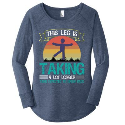 This Leg Is Taking A Lot Longer Funny Finger Amputee Women's Perfect Tri Tunic Long Sleeve Shirt