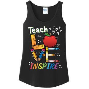 Teach Love Inspire Back To School Theme Ladies Essential Tank