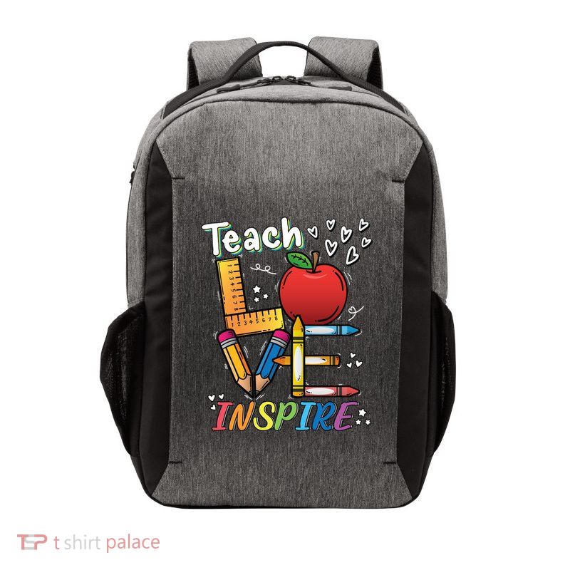 Teach Love Inspire Back To School Theme Vector Backpack