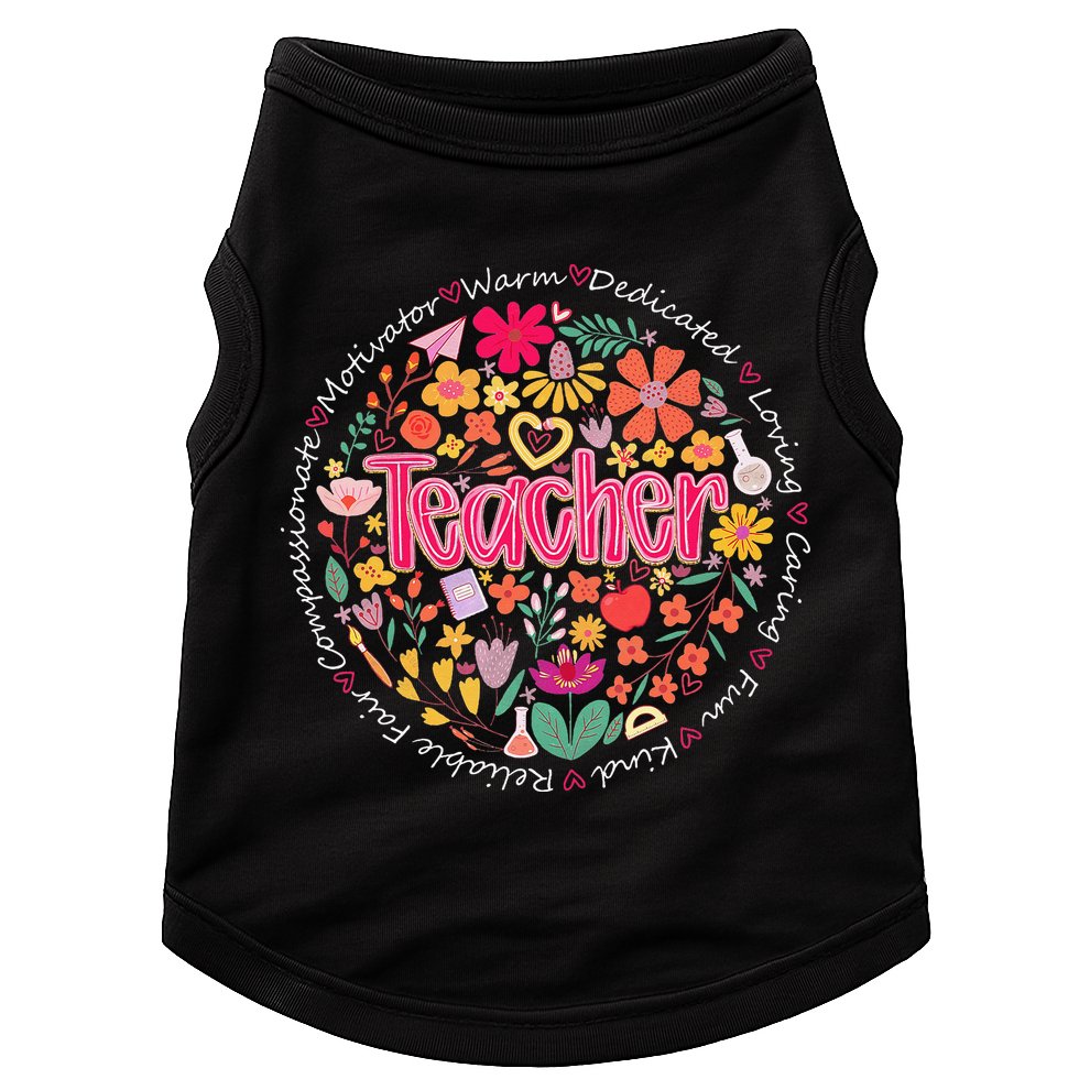 Teach Love Inspire Wildflower Teacher Funny Back To School Doggie Tank
