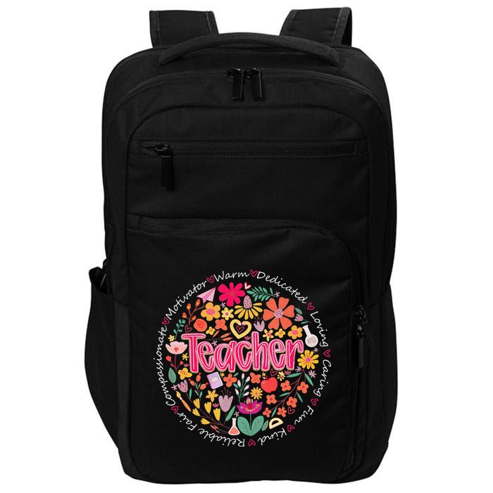 Teach Love Inspire Wildflower Teacher Funny Back To School Impact Tech Backpack