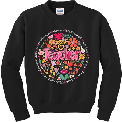 Teach Love Inspire Wildflower Teacher Funny Back To School Kids Sweatshirt